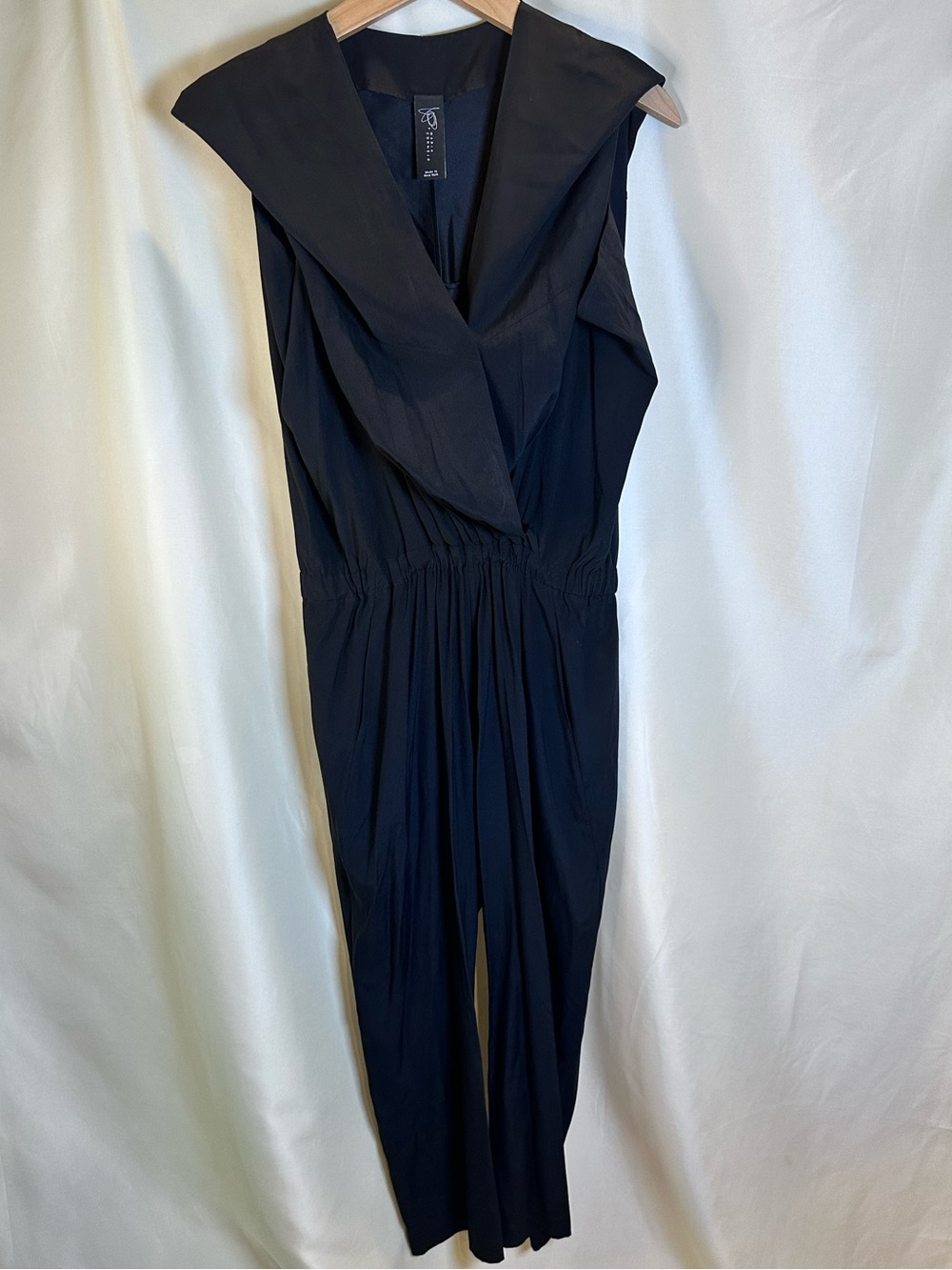 Zero + Maria Cornejo Black SILK Draped Collar Jumpsuit Quiet luxury evening 6
